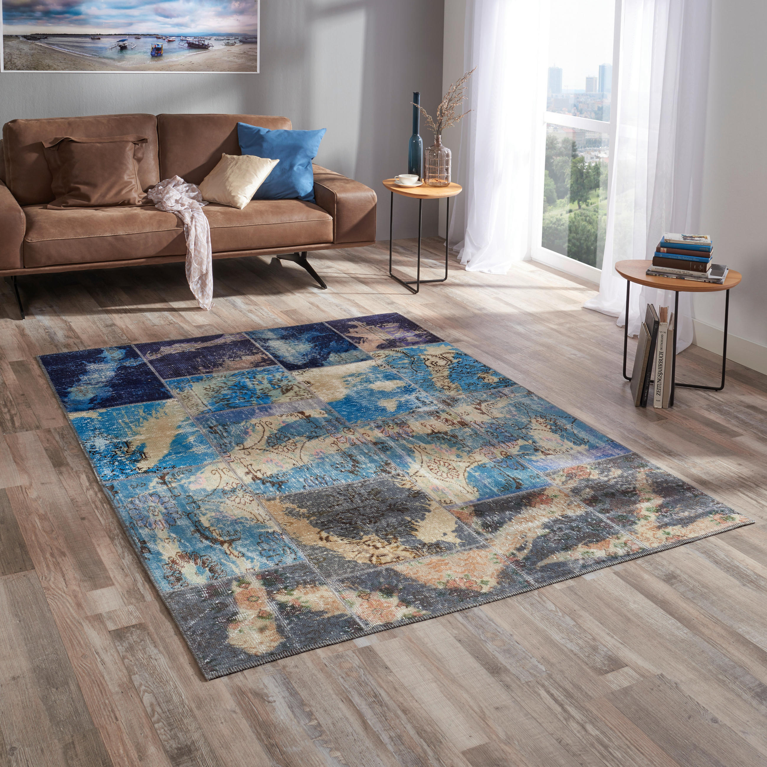 ORIENTALISK MATTA 80/150 cm Splash Blue Mix  - blå, Trend, textil (80/150cm) - Cazaris