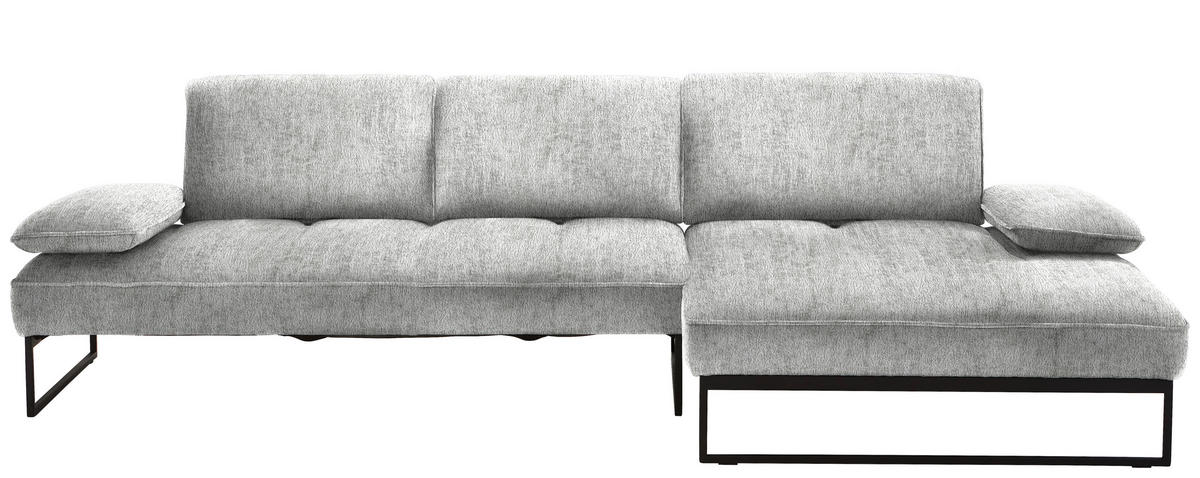 ECKSOFA in Chenille Hellgrau  310/160 cm  - Anthrazit/Hellgrau, Design, Textil/Metall (310/160cm) - Joop!