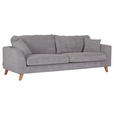 BIGSOFA Cord Grau  - Buchefarben/Grau, Design, Holz/Textil (240/63/90cm) - Carryhome