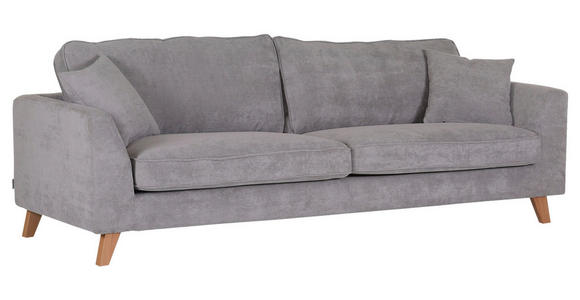 BIGSOFA Cord Grau  - Buchefarben/Grau, Design, Holz/Textil (240/63/90cm) - Carryhome