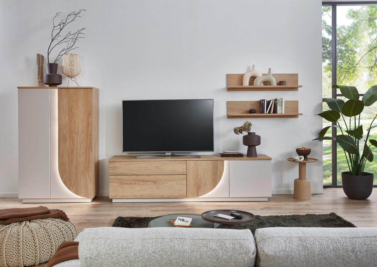 LOWBOARD 210/57/42 cm  - Kaschmir/Eichefarben, Design, Holzwerkstoff (210/57/42cm) - Stylife