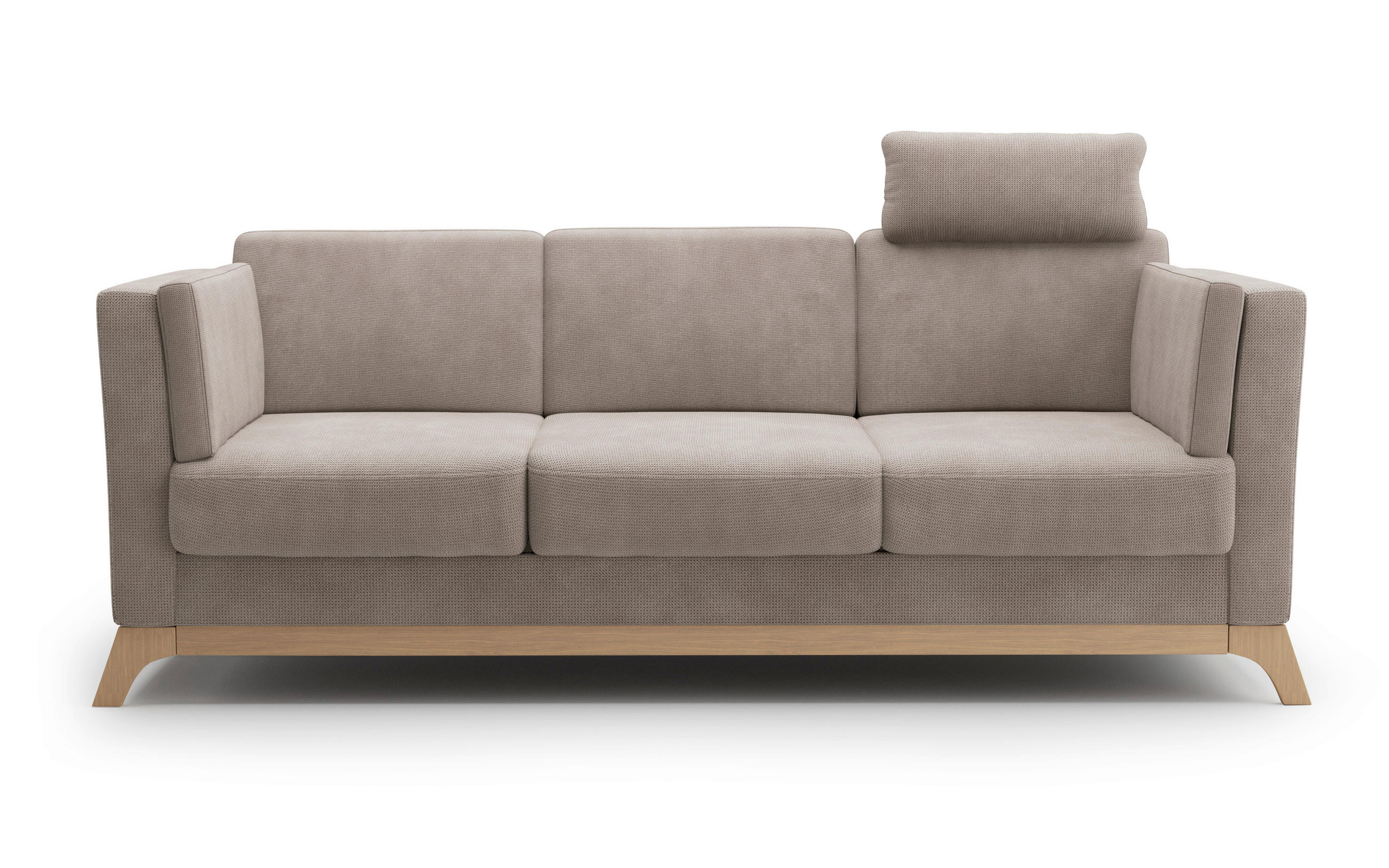 3-SITZER-SOFA in Flachgewebe Taupe  - Taupe/Eichefarben, KONVENTIONELL, Holz/Textil (213/84/93cm) - Sit & More