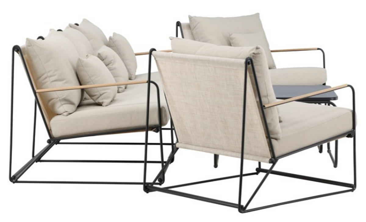 LOUNGEGRUPP 5 delar  - beige/svart, Klassisk, metall/textil
