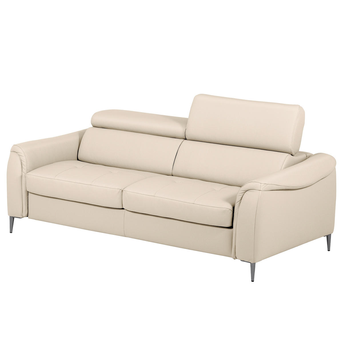 SCHLAFSOFA PAFOS Beige Echtleder Lederlook  - Beige/Schwarz, Design, Leder/Textil (203/77-98/103cm) - MID.YOU