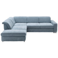 ECKSOFA in Flachgewebe Hellblau  - Chromfarben/Hellblau, Design, Textil/Metall (260/301cm) - Beldomo Style
