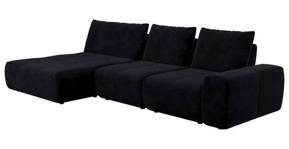 ECKSOFA in Velours Anthrazit  - Anthrazit/Schwarz, Design, Kunststoff/Textil (174/342cm) - Xora