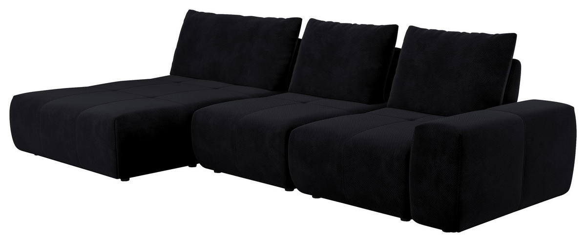 ECKSOFA in Velours Anthrazit  - Anthrazit/Schwarz, Design, Kunststoff/Textil (174/347cm) - Xora