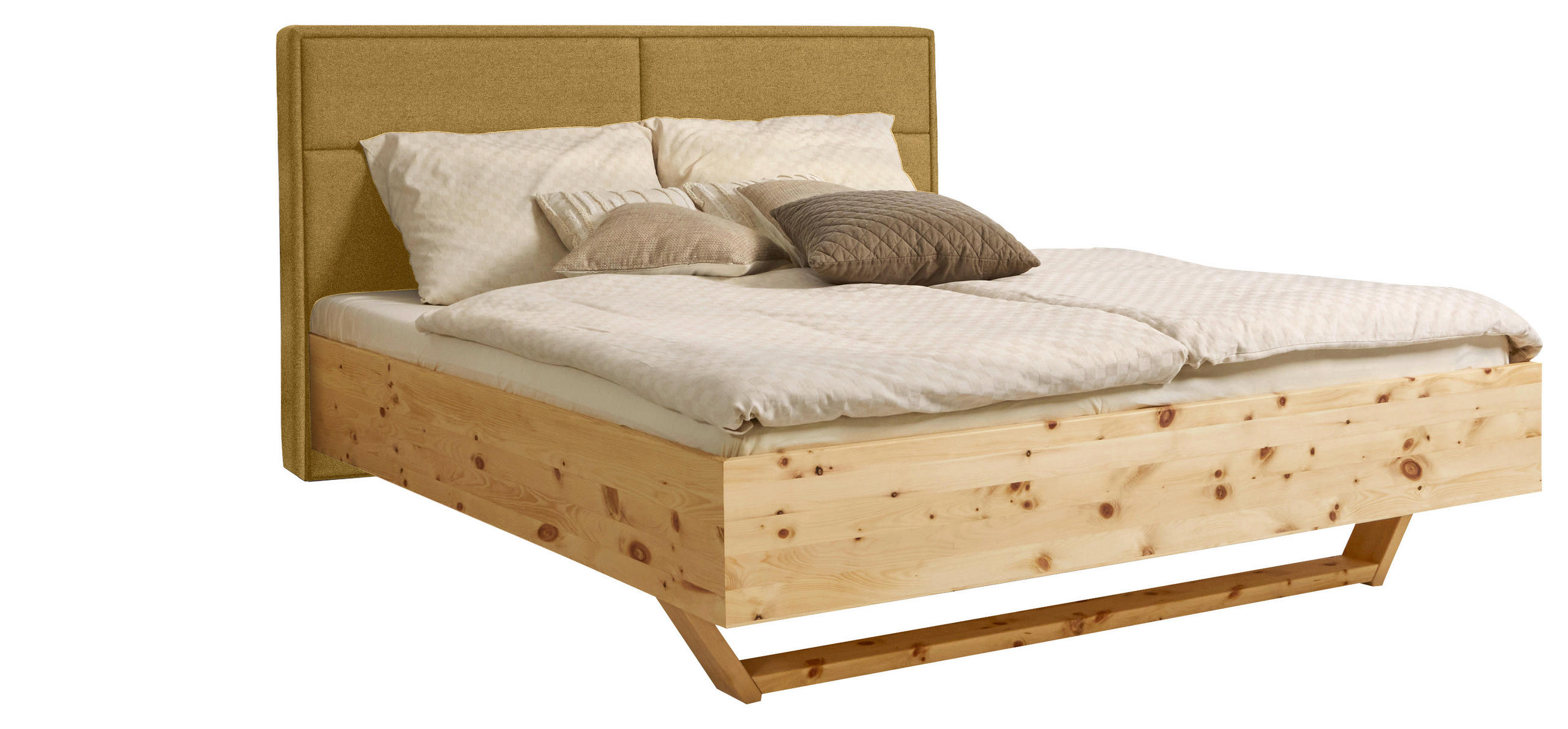 BETT 200/200 cm  in Zirbelkieferfarben, Khaki  - Khaki/Zirbelkieferfarben, Natur, Holz/Textil (200/200cm) - Valnatura