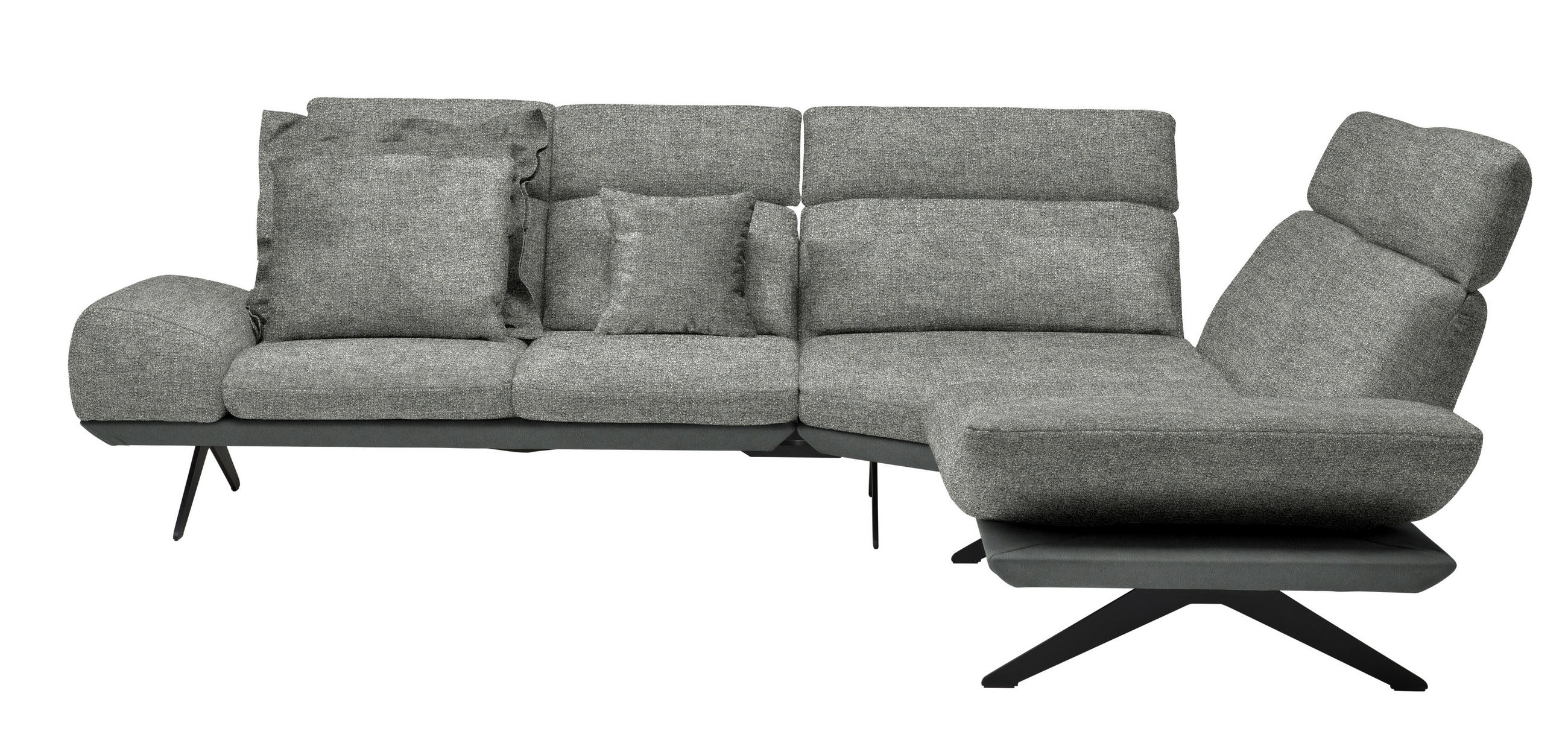 ECKSOFA Chenille, Flachgewebe Grau  - Schwarz/Grau, Design, Textil/Metall (270/239cm) - Koinor