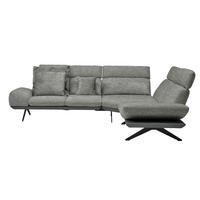 ECKSOFA Chenille, Flachgewebe Grau  - Schwarz/Grau, Design, Textil/Metall (270/239cm) - Koinor