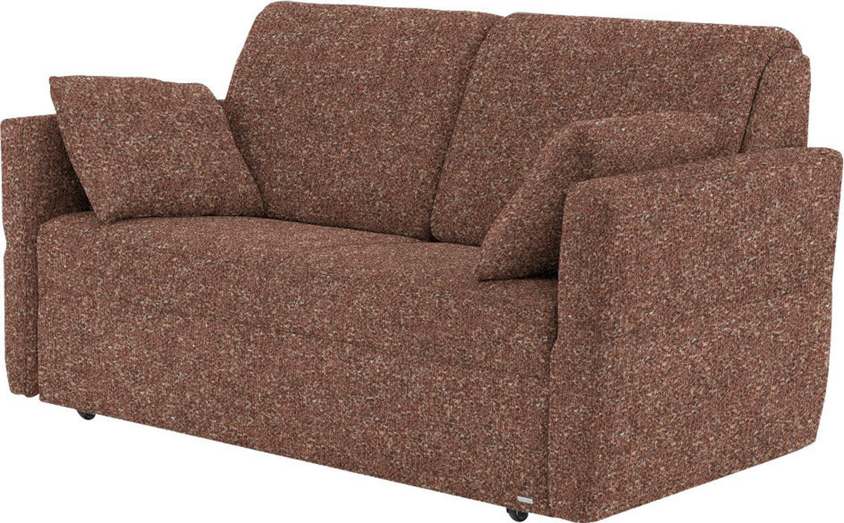 SCHLAFSOFA  in Mikrovelours Terracotta  - Terracotta/Schwarz, KONVENTIONELL, Kunststoff/Textil (176/88/91cm) - Sedda