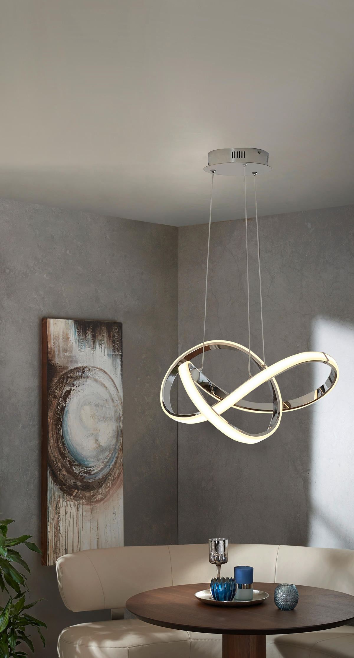LAMPĂ SUSPENDATĂ CU LED 55/150 cm  - culoare crom, Design, plastic/metal (55/150cm) - Dieter Knoll