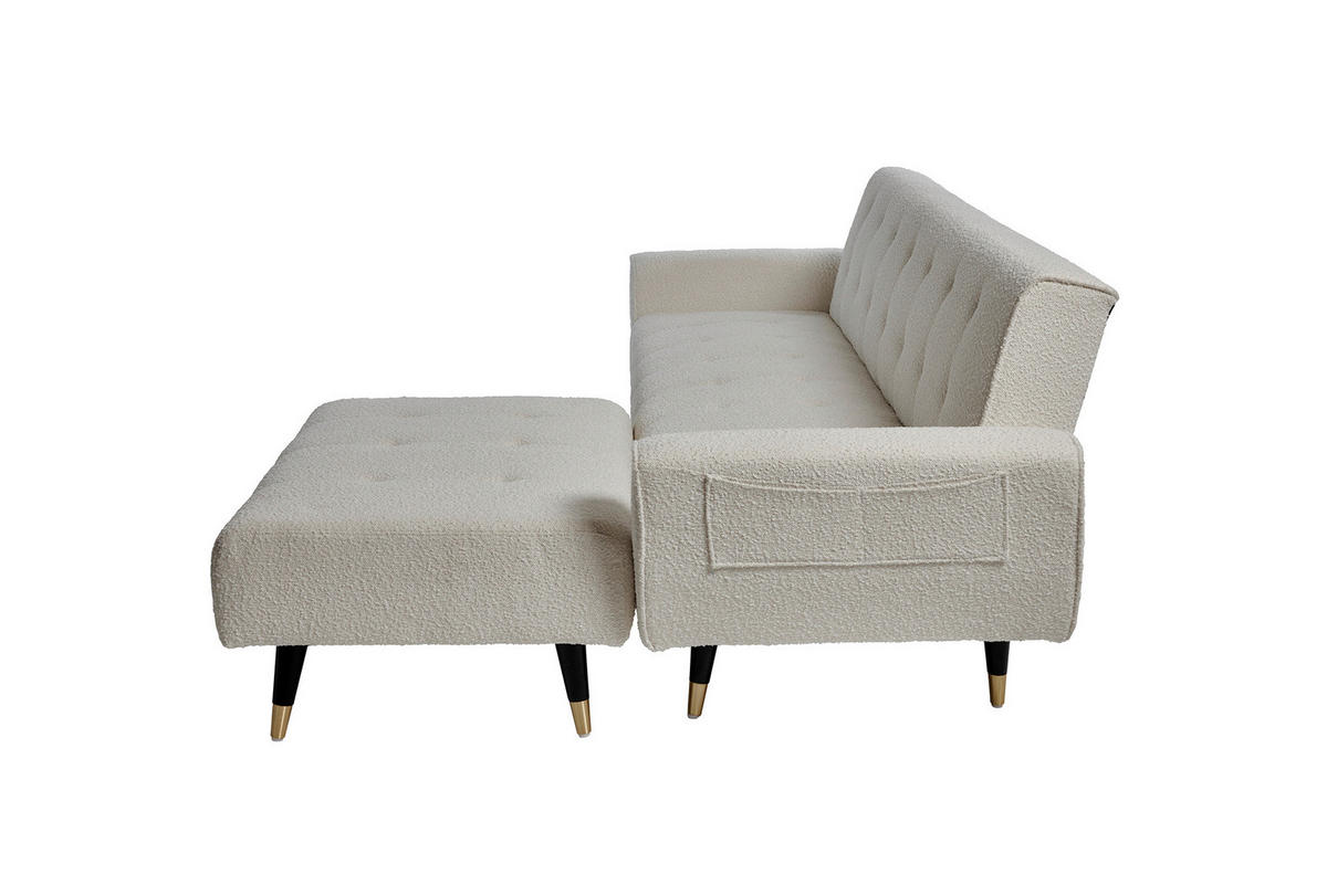 SCHLAFSOFA Bouclé Weiß  - Weiß, MODERN, Holz/Textil (213/83/153/173cm) - MID.YOU