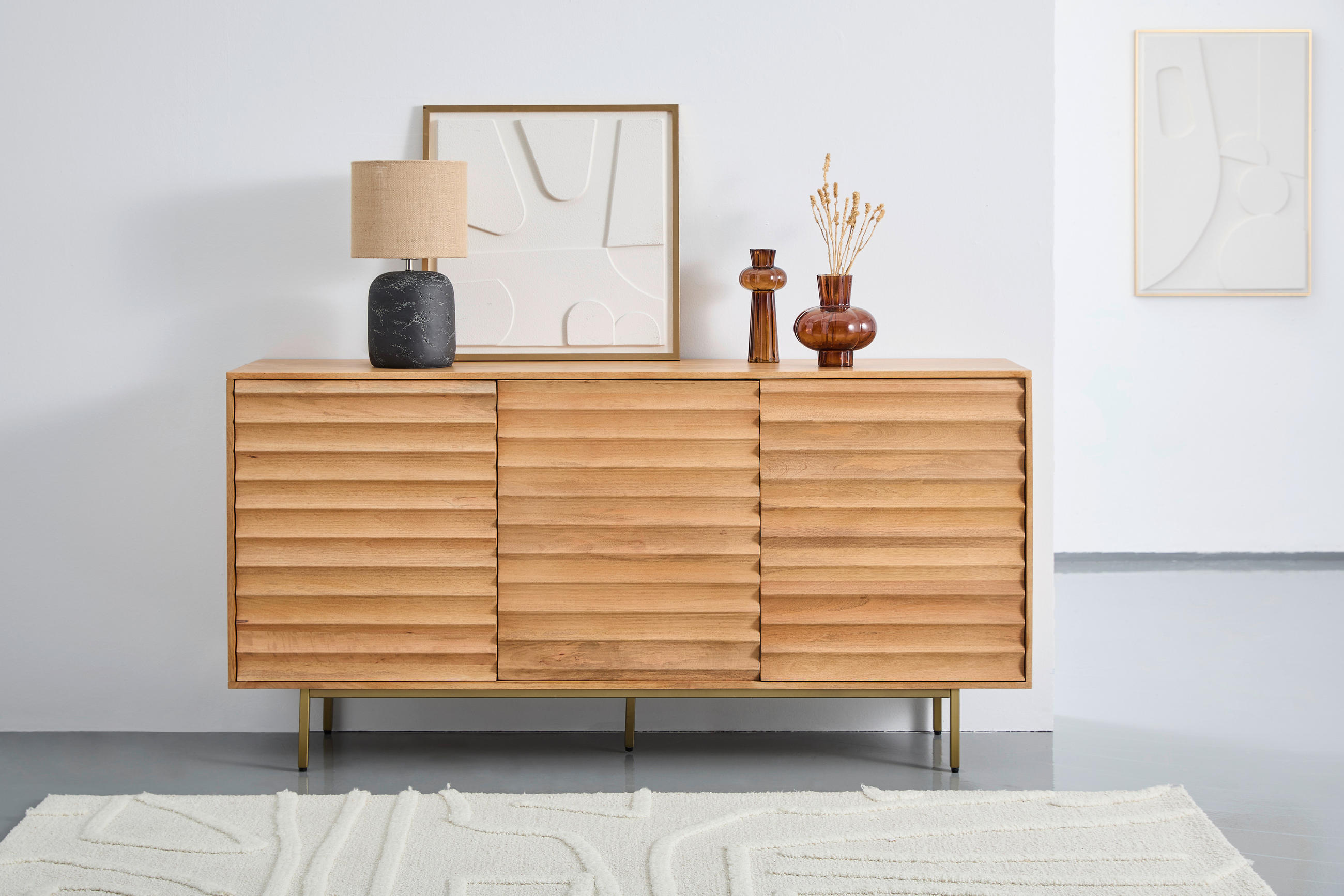 SIDEBOARD  in 170/85/40 cm  - Messingfarben/Naturfarben, LIFESTYLE, Holz/Metall (170/85/40cm) - Livetastic