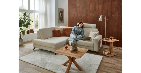 ECKSOFA Beige Chenille  - Beige/Schwarz, Design, Textil/Metall (182/239cm) - Valnatura