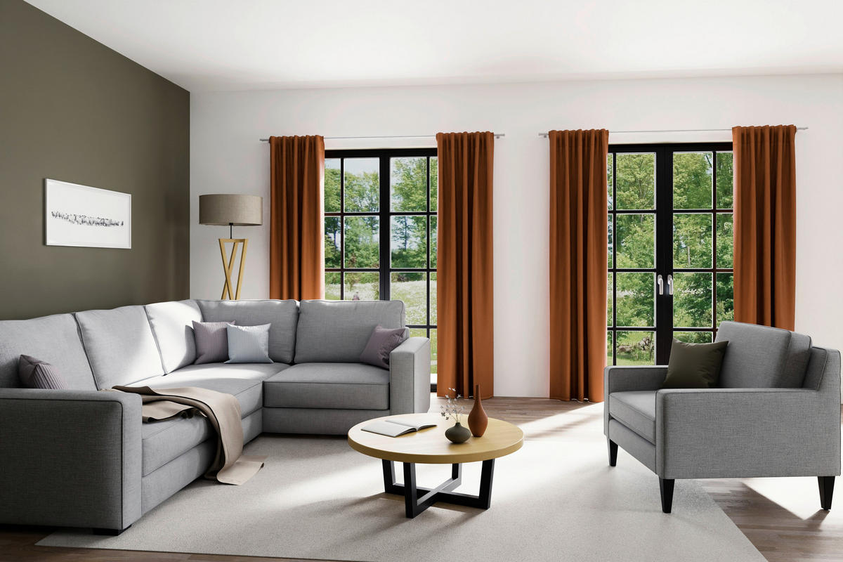 FERTIGVORHANG  blickdicht  140/245 cm   - Rostfarben, Basics, Textil (140/245cm) - Fuggerhaus