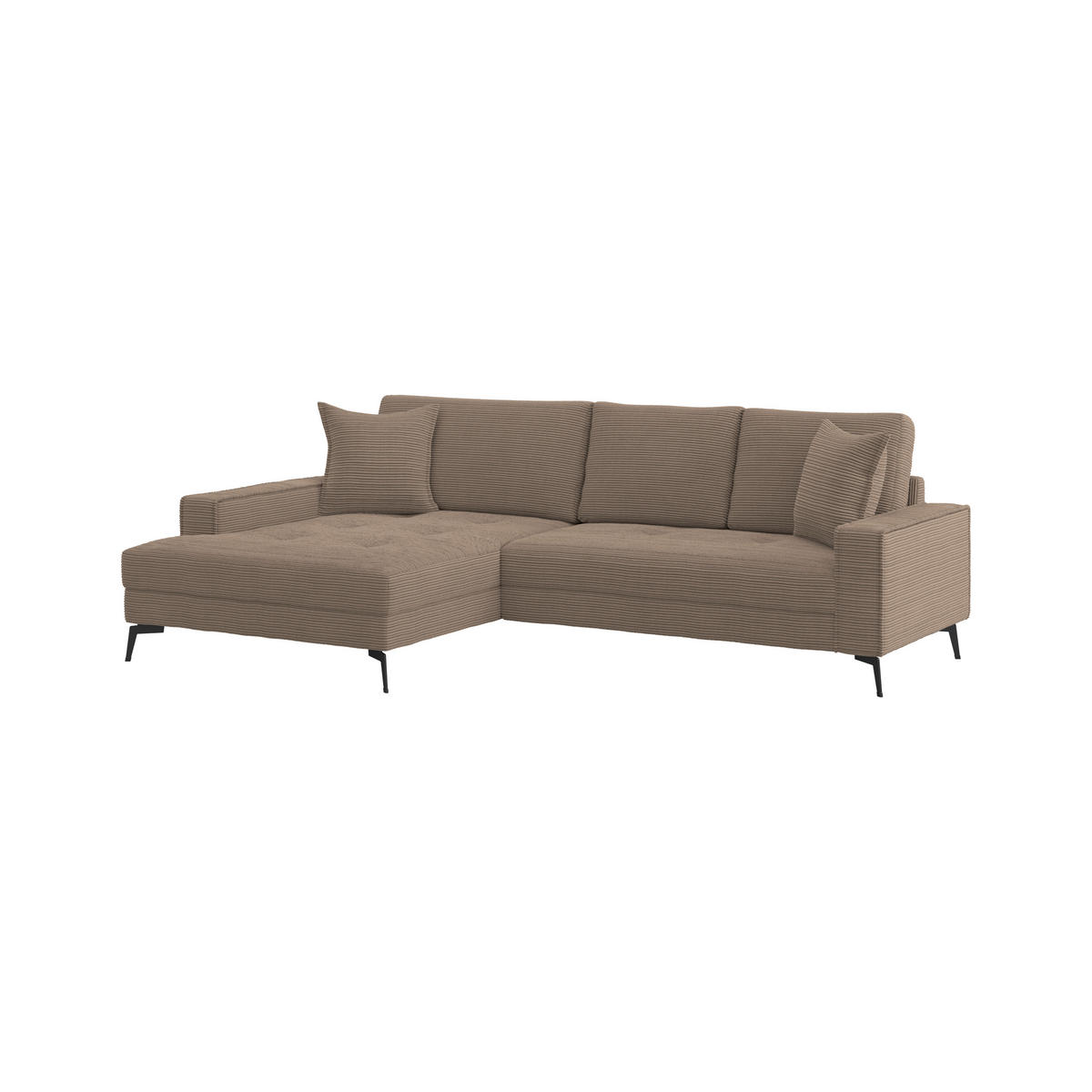 ECKSOFA ZERO Braun Cord Zierkissen, Rückenkissen  - Schwarz/Braun, Trend, Textil/Metall (173/286cm) - Livetastic