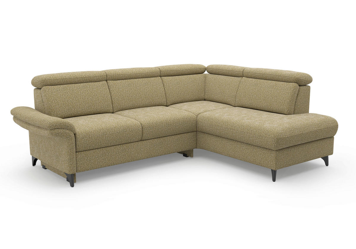 ECKSOFA GLENDALE E Olivgrün Chenille  - Schwarz/Olivgrün, KONVENTIONELL, Textil/Metall (247/193cm) - Sit & More
