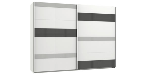 SCHWEBETÜRENSCHRANK  in Grau, Weiß, Hellgrau  - Hellgrau/Weiß, MODERN, Glas/Holzwerkstoff (270/210/65cm) - Xora