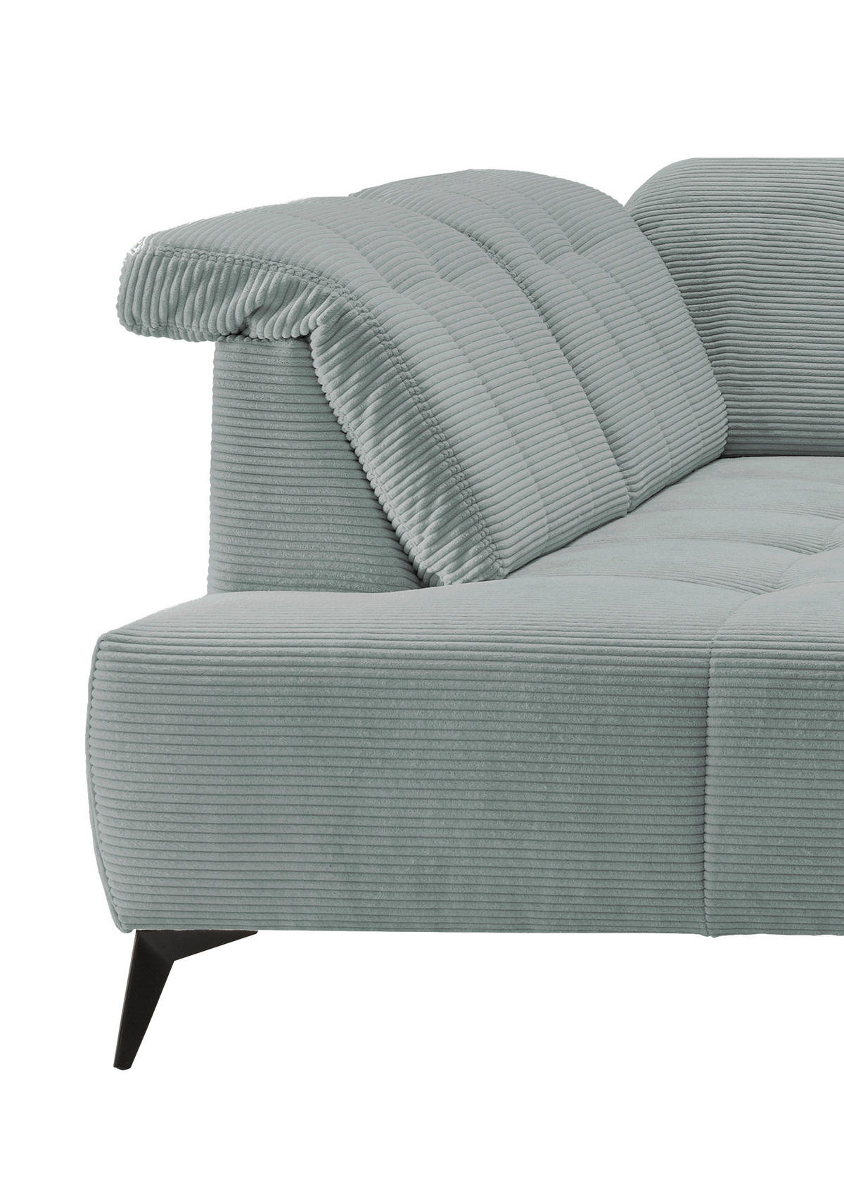 WOHNLANDSCHAFT SANO Hellblau Cord  - Schwarz/Hellblau, MODERN, Textil/Metall (200/337/180cm) - Livetastic