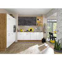 ECKKÜCHE - Edelstahlfarben/Eichefarben, Design, Holzwerkstoff/Metall (180/240cm) - Xora