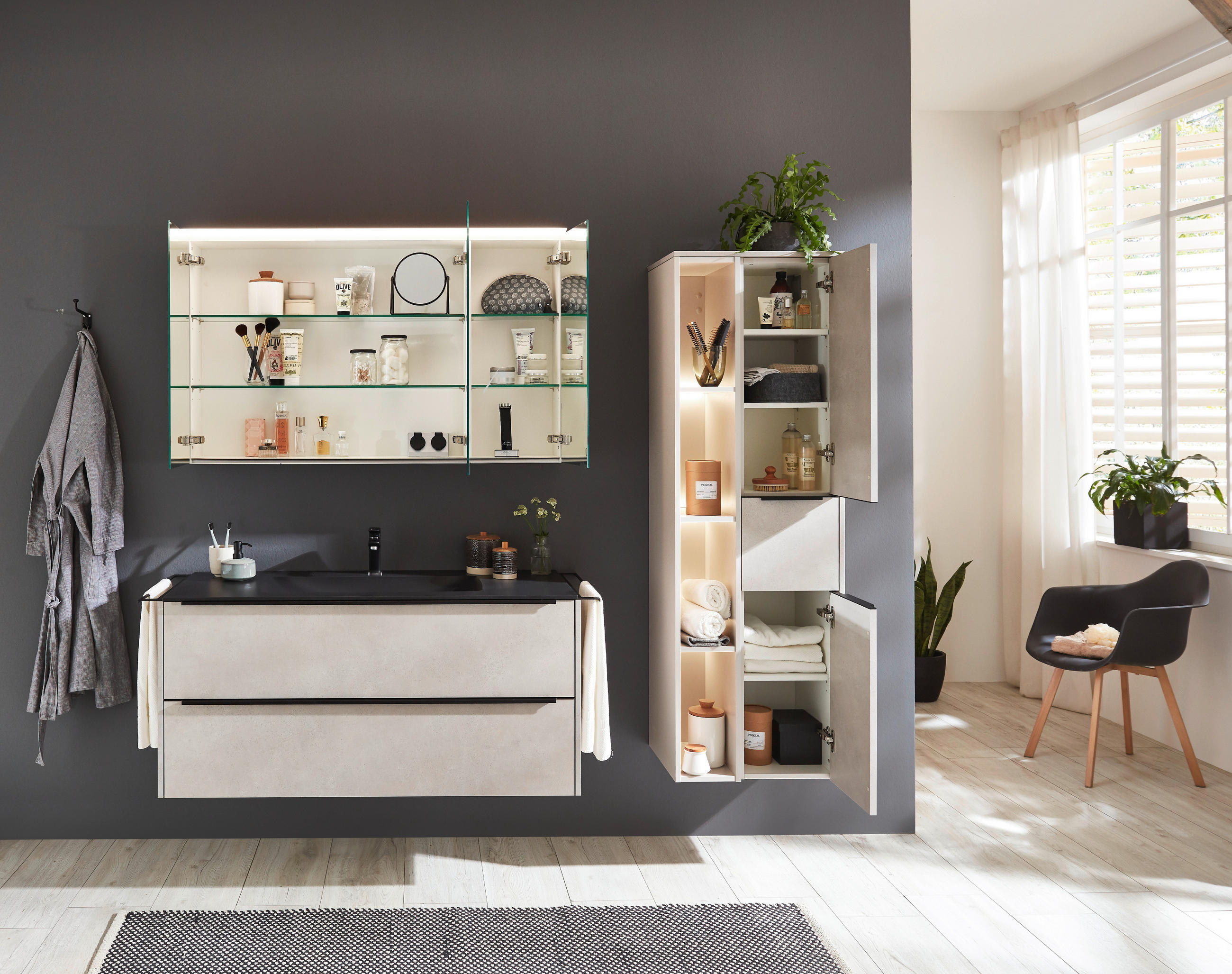 MIDISCHRANK 51,9/115,2/32 cm  - Sandfarben/Schwarz, MODERN, Holzwerkstoff/Metall (51,9/115,2/32cm) - Celina Home