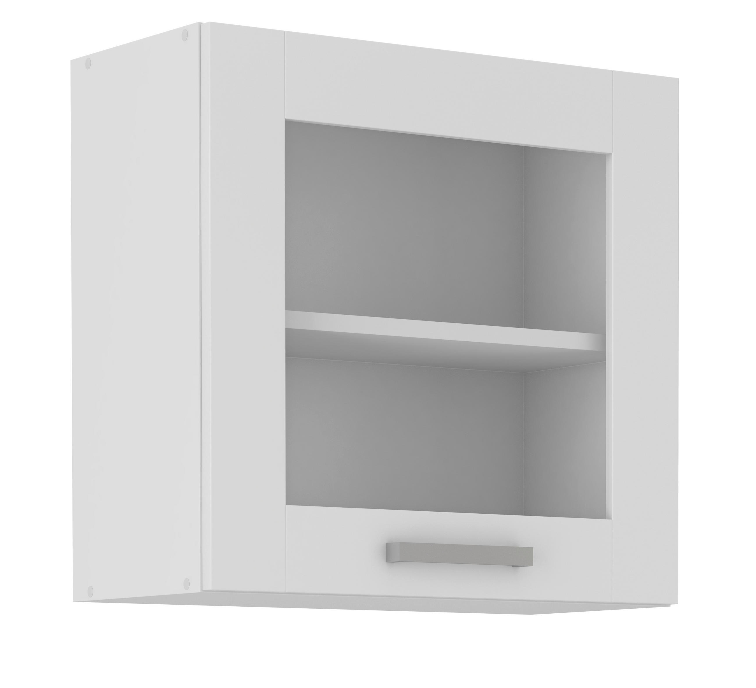 KÜCHENOBERSCHRANK 60/58/31 cm in Weiß - Silberfarben/Weiß, ROMANTIK / LANDHAUS, Glas/Holzwerkstoff (60/58/31cm) - MID.YOU
