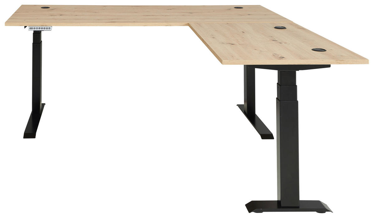 SAROKÍRÓASZTAL  - grafitszürke/Artisan tölgy, Modern, faalapú anyag/fém (185/64/177cm) - Voleo