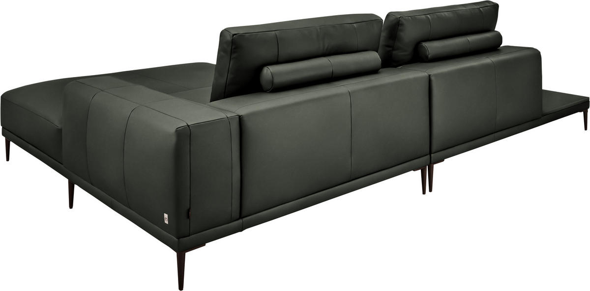 ECKSOFA Echtleder Anthrazit  - Anthrazit/Schwarz, Design, Leder/Metall (304/201cm) - Belluti
