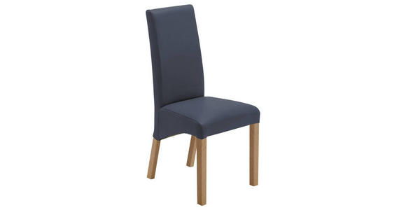 STUHL Lederlook Buchefarben, Dunkelblau - Buchefarben/Dunkelblau, KONVENTIONELL, Holz/Textil (47/102/57cm) - Carryhome