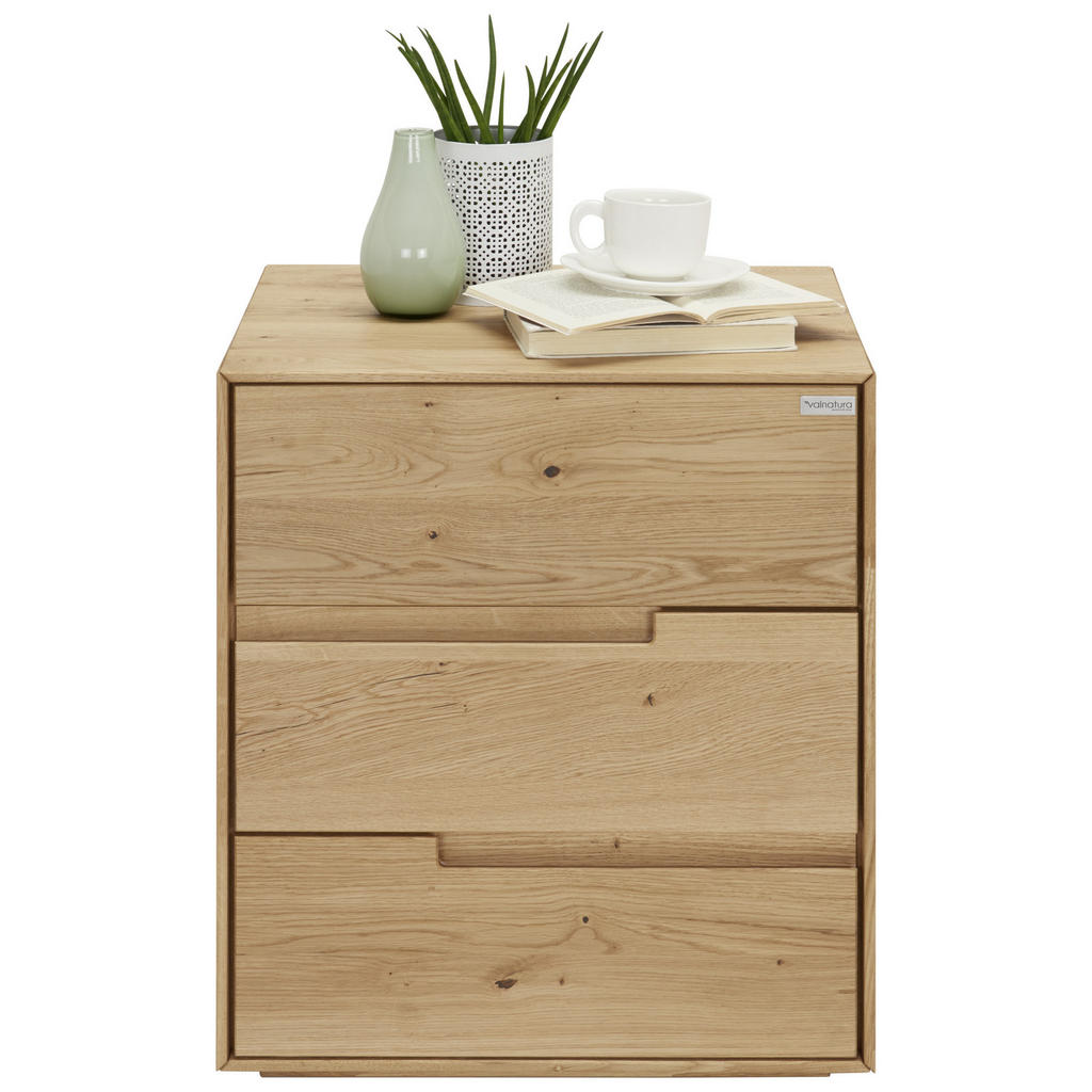 Thumbnail - Valnatura Nachtschrank, Eiche, Holz, Wildeiche, massiv, 3 Schubladen, 50x58x40 cm, Soft-Close-System, Holzmöbel, Holztis...