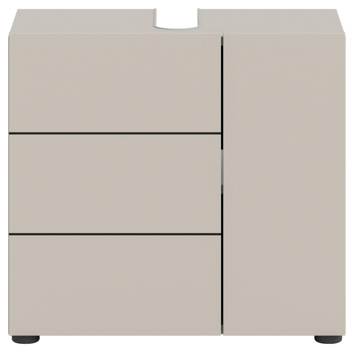 WASCHBECKENUNTERSCHRANK 60/57/34 cm  - Kaschmir/Schwarz, MODERN, Holzwerkstoff/Kunststoff (60/57/34cm) - MID.YOU