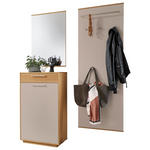 GARDEROBE 3-teilig in 130/195/37 cm - Taupe/Eichefarben, Design, Glas/Holz (130/195/37cm) - Novel