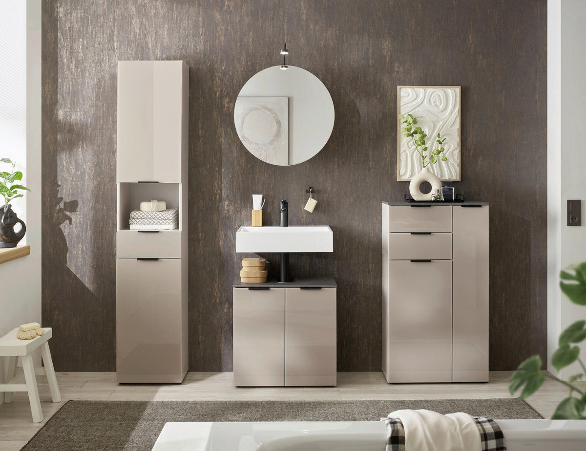 WASCHBECKENUNTERSCHRANK 60/60/35 cm  - Kaschmir/Anthrazit, Lifestyle, Glas/Holzwerkstoff (60/60/35cm) - home24