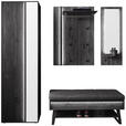 GARDEROBE 4-teilig  in 201/196/41 cm  - Anthrazit, Design, Glas/Holz (201/196/41cm) - Johann Jakob