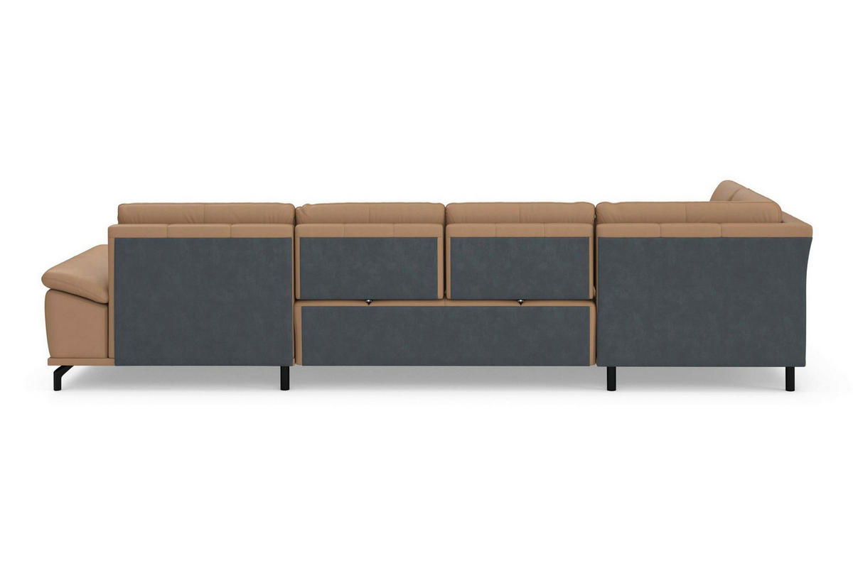 SEDACÍ SOUPRAVA, kůže, cappuccino - černá/cappuccino, Basics, kov/textil (223/363/176cm) - Sit & More