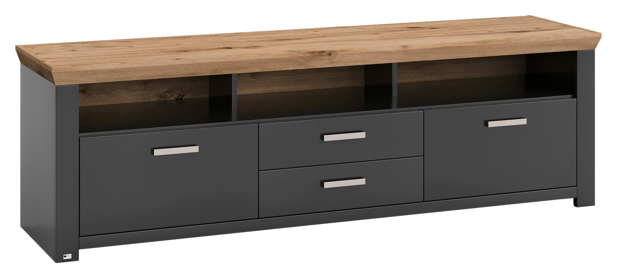 LOWBOARD  in 199,7/62,6/51,2 cm  - Graphitfarben/Eiche Artisan, Design, Holzwerkstoff/Metall (199,7/62,6/51,2cm) - SetOne by Musterring