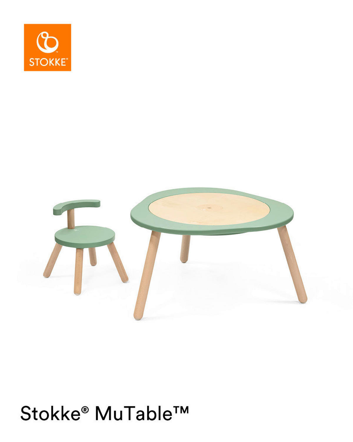 KINDERSTUHL - Naturfarben/Grün, Basics, Holz (35/42/35cm) - Stokke