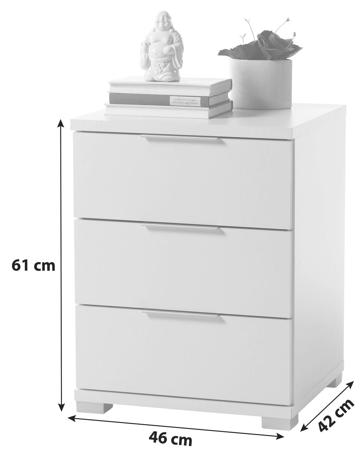 NACHTKÄSTCHEN  in Weiss  - Weiss/Silberfarben, Basics (46/61/42cm) - MID.YOU