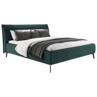 POLSTERBETT gepolstertes Kopfteil 180/200 cm  in Waldgrün  - Waldgrün/Schwarz, Design, Textil/Metall (180/200cm) - Lomoco
