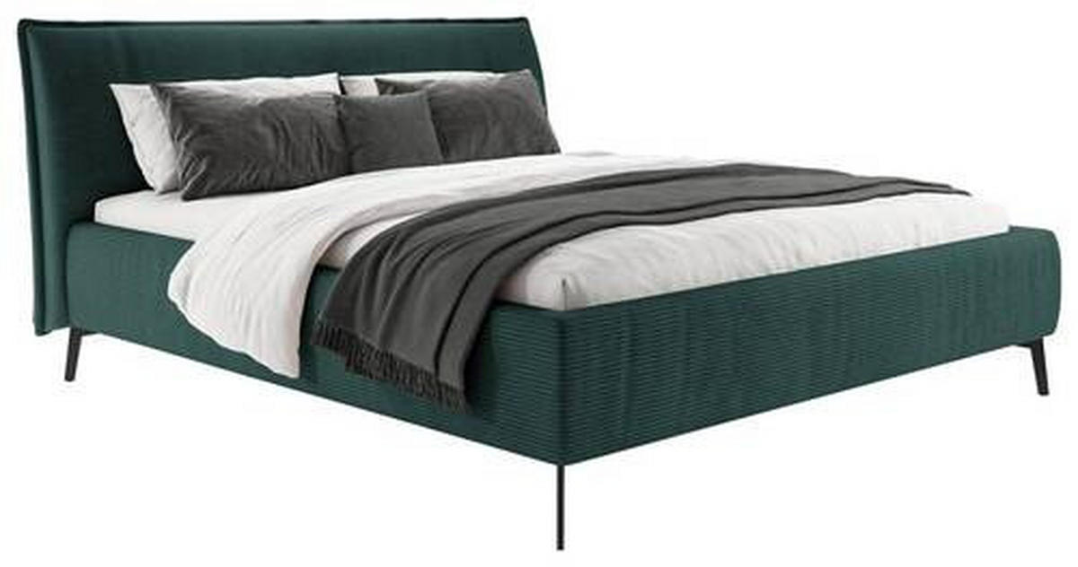 POLSTERBETT gepolstertes Kopfteil 180/200 cm  in Waldgrün  - Waldgrün/Schwarz, Design, Textil/Metall (180/200cm) - Lomoco