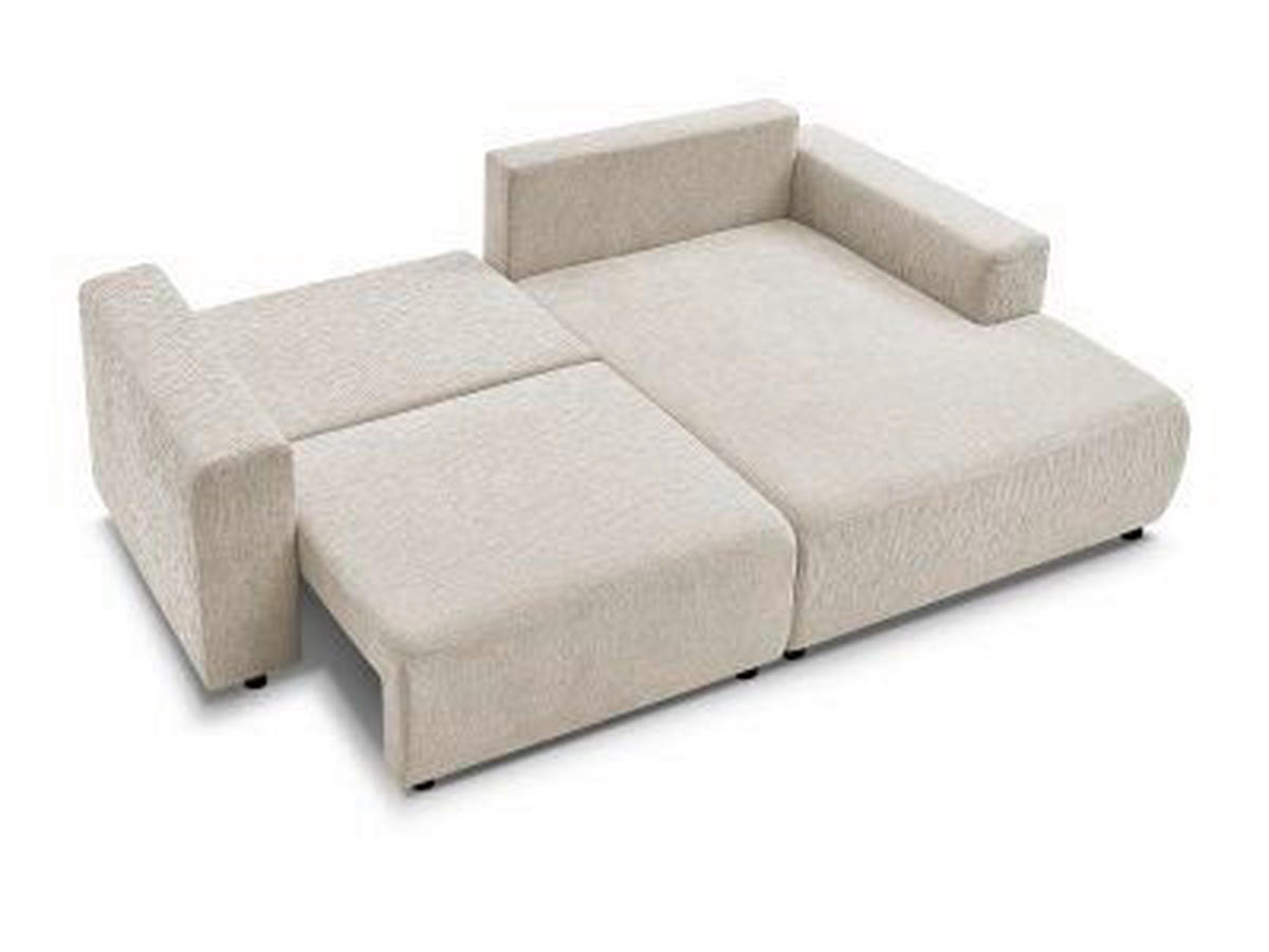 ECKSOFA Ottomane rechts  ATILLA Beige Struktur  - Beige/Schwarz, MODERN, Kunststoff/Textil (244/149cm)