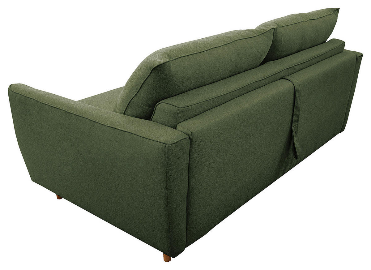 SCHLAFSOFA Flachgewebe Dunkelgrün  - Dunkelgrün/Buchefarben, Design, Holz/Textil (195/90/102cm) - Livetastic