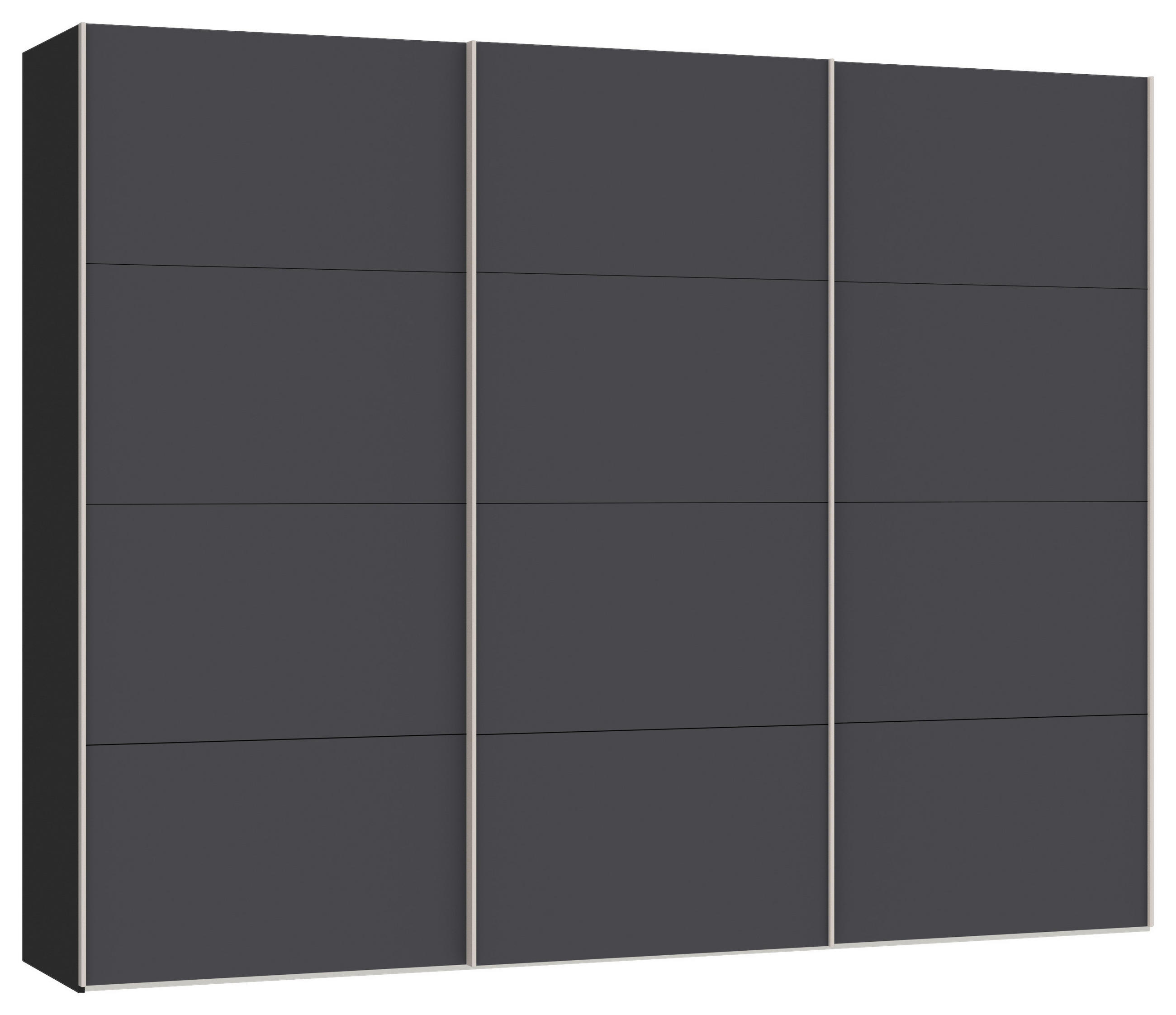 SCHWEBETÜRENSCHRANK 303/236/65 cm 3-türig Anthrazit, Schwarz  - Edelstahlfarben/Anthrazit, Design, Holzwerkstoff (303/236/65cm) - Boxxx