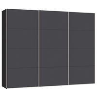 SCHWEBETÜRENSCHRANK 303/236/65 cm 3-türig Anthrazit, Schwarz  - Edelstahlfarben/Anthrazit, Design, Holzwerkstoff (303/236/65cm) - Boxxx