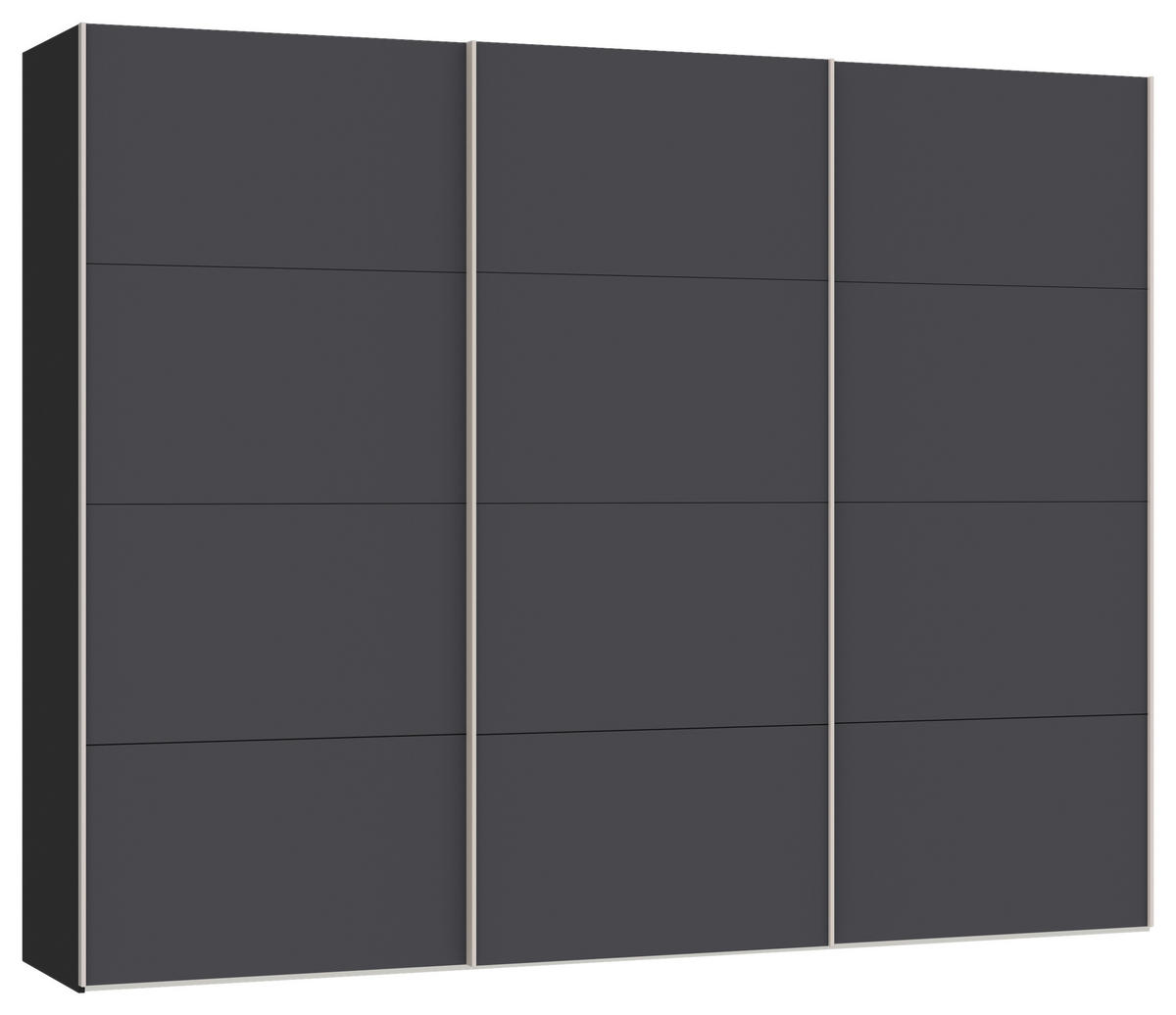 SCHWEBETÜRENSCHRANK 303/236/65 cm 3-türig Anthrazit, Schwarz  - Edelstahlfarben/Anthrazit, Design, Holzwerkstoff (303/236/65cm) - Boxxx