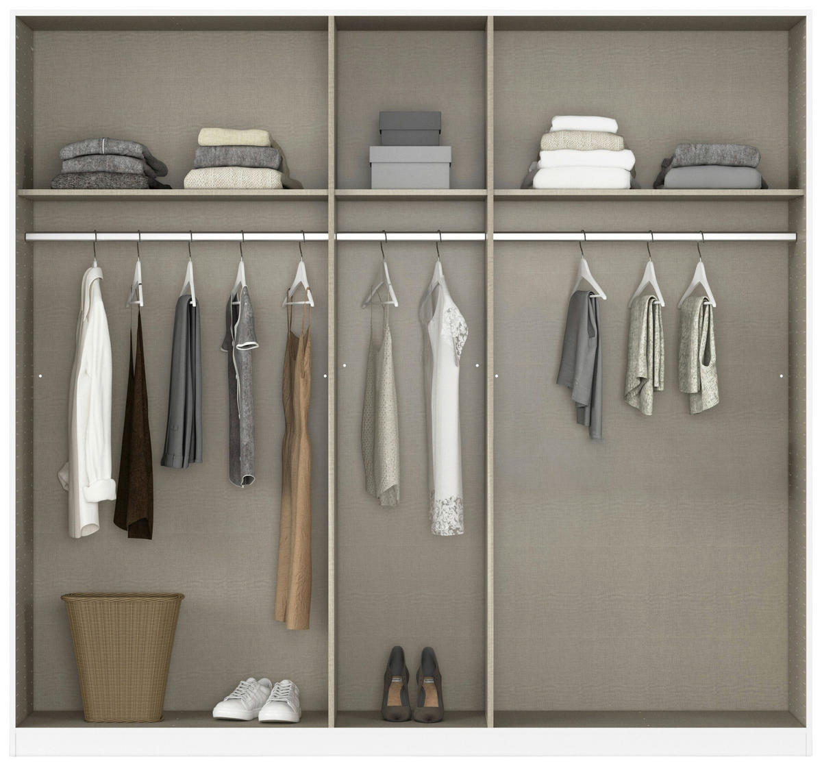 DREHTÜRENSCHRANK 226/210/54 cm,  in Grau, 5-türig  - Alufarben/Grau, KONVENTIONELL, Holzwerkstoff/Kunststoff (226/210/54cm) - home24