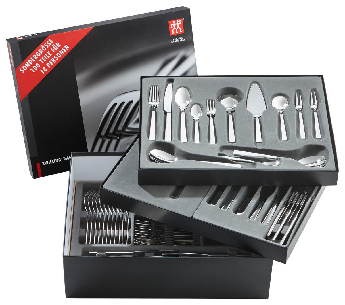 BESTECKSET  100-teilig  - Silberfarben, Basics, Metall (37,5/17,0/49,5cm) - Zwilling