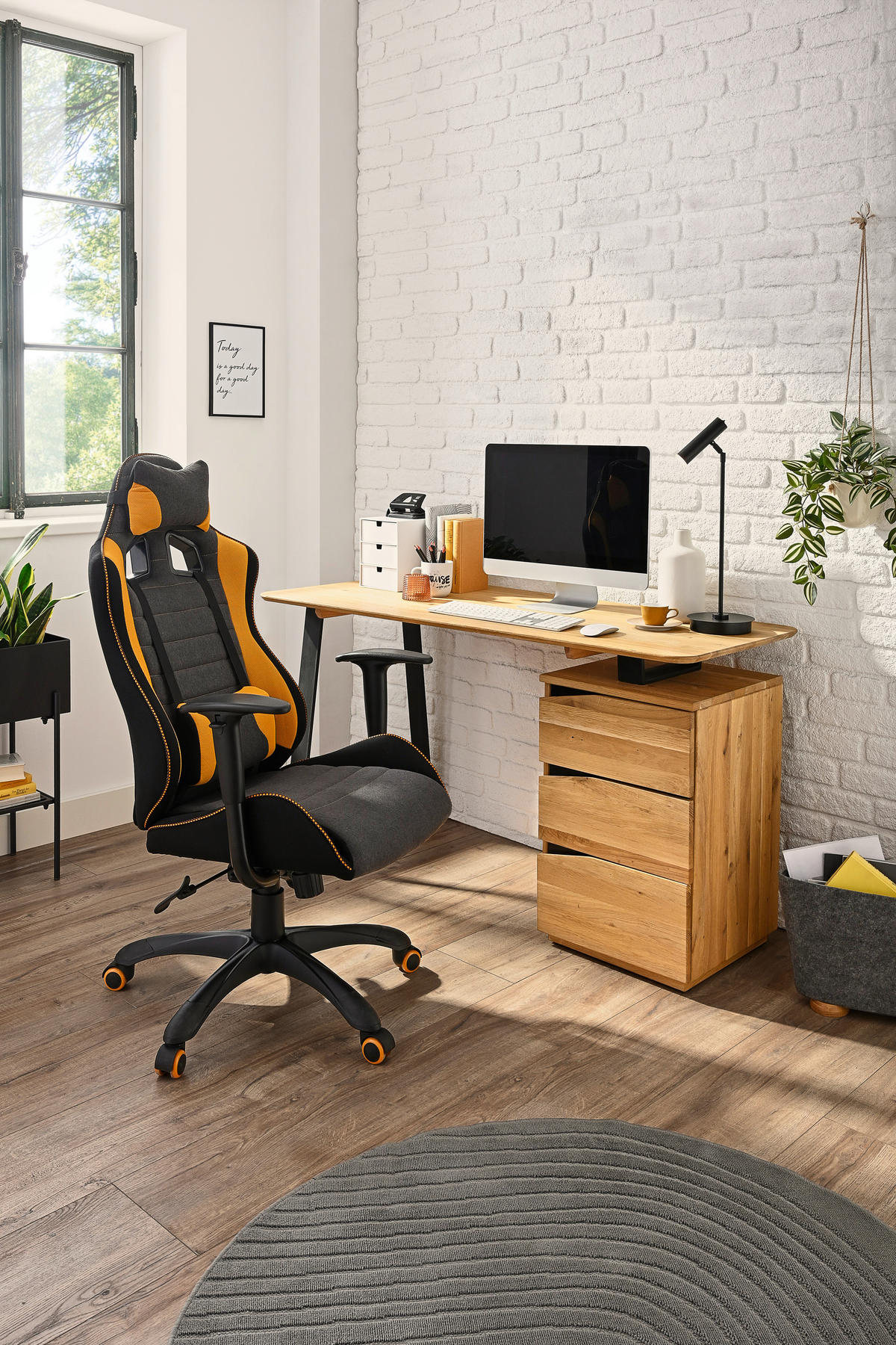 SCHREIBTISCH 140/65/75 cm  in Wildeiche  - Wildeiche/Schwarz, Natur, Holz/Metall (140/65/75cm) - Linea Natura