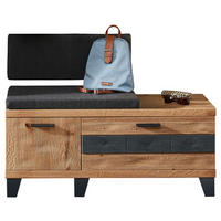 GARDEROBENBANK  in 110/79/38 cm  - Eichefarben/Dunkelgrau, Natur, Holz/Textil (110/79/38cm) - Linea Natura